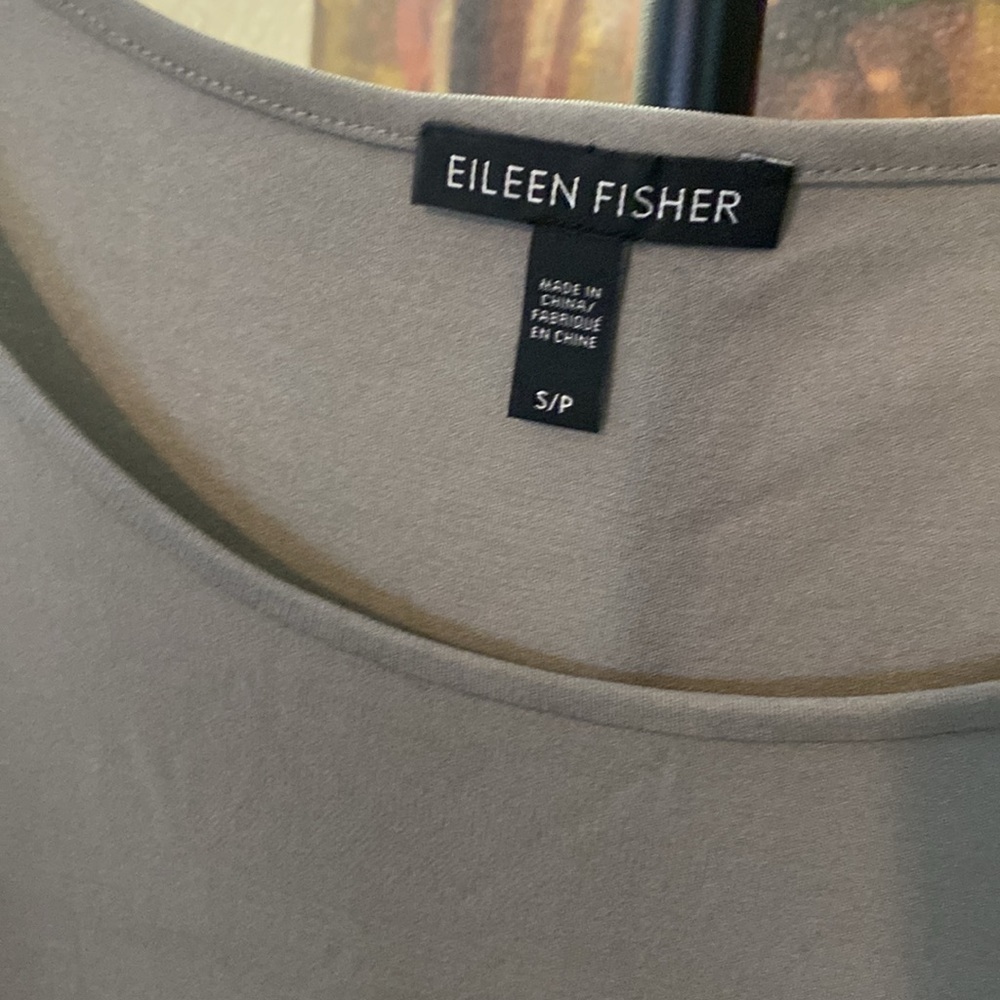 Eileen Fisher Gray Stretch Silk Jersey Long Tunic Tank Petite Small SP - Picture 2 of 2